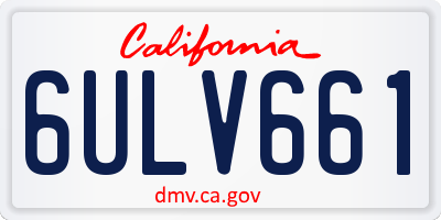 CA license plate 6ULV661