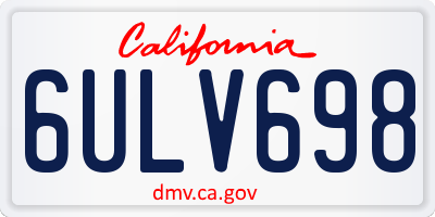 CA license plate 6ULV698