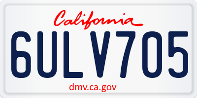 CA license plate 6ULV705