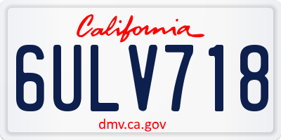 CA license plate 6ULV718
