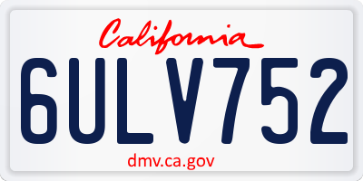CA license plate 6ULV752
