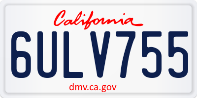 CA license plate 6ULV755