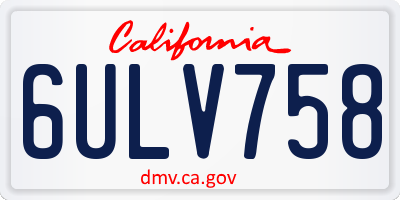 CA license plate 6ULV758