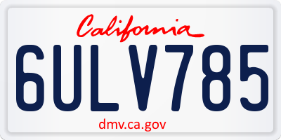 CA license plate 6ULV785