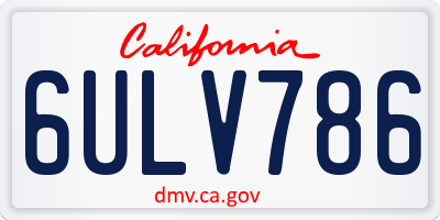 CA license plate 6ULV786