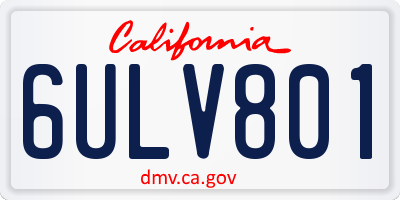 CA license plate 6ULV801