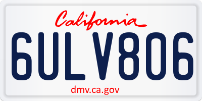 CA license plate 6ULV806