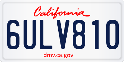 CA license plate 6ULV810