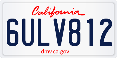 CA license plate 6ULV812