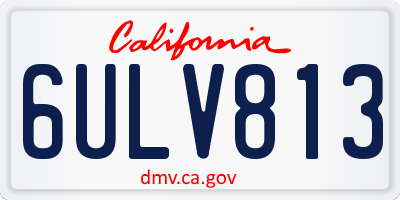 CA license plate 6ULV813