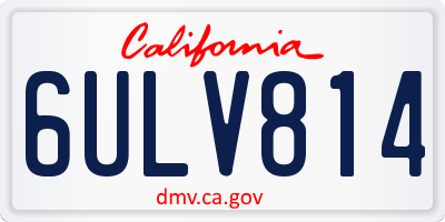 CA license plate 6ULV814