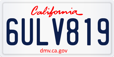 CA license plate 6ULV819