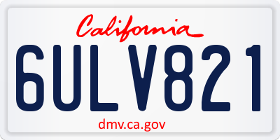 CA license plate 6ULV821