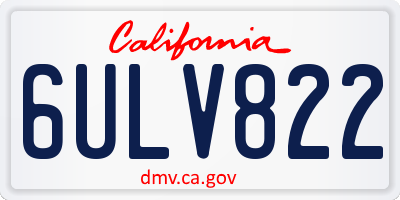 CA license plate 6ULV822