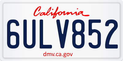 CA license plate 6ULV852