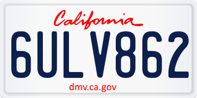 CA license plate 6ULV862