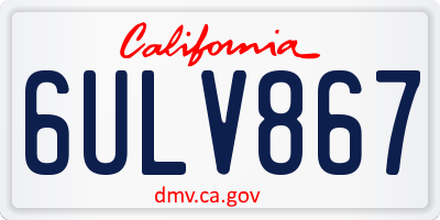 CA license plate 6ULV867