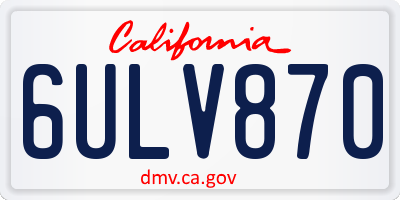 CA license plate 6ULV870