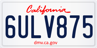 CA license plate 6ULV875