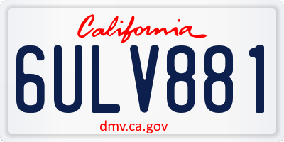 CA license plate 6ULV881