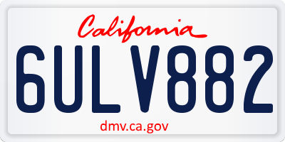 CA license plate 6ULV882