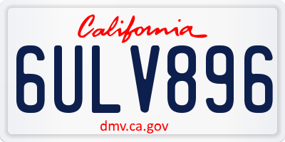CA license plate 6ULV896