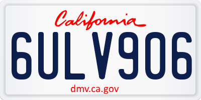CA license plate 6ULV906