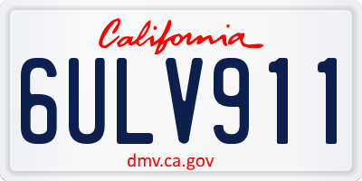 CA license plate 6ULV911