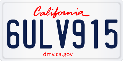 CA license plate 6ULV915