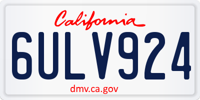 CA license plate 6ULV924