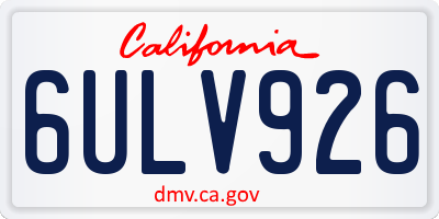 CA license plate 6ULV926
