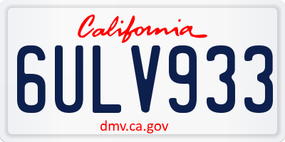 CA license plate 6ULV933