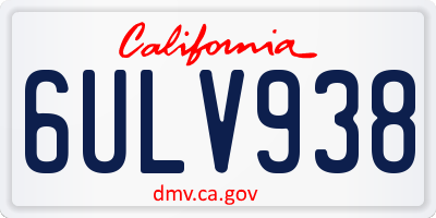 CA license plate 6ULV938