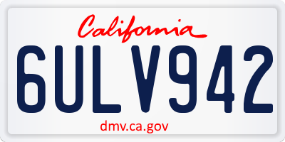 CA license plate 6ULV942