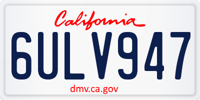 CA license plate 6ULV947