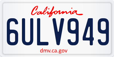 CA license plate 6ULV949