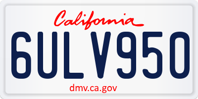 CA license plate 6ULV950