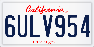 CA license plate 6ULV954