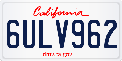 CA license plate 6ULV962