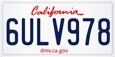CA license plate 6ULV978