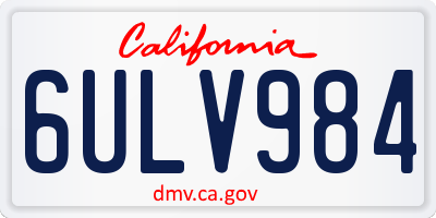 CA license plate 6ULV984