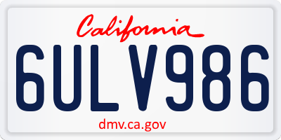 CA license plate 6ULV986