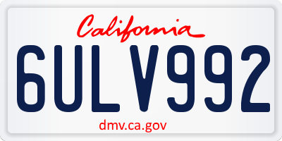 CA license plate 6ULV992