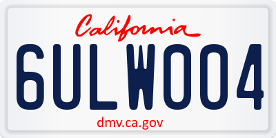 CA license plate 6ULW004