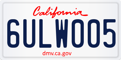 CA license plate 6ULW005