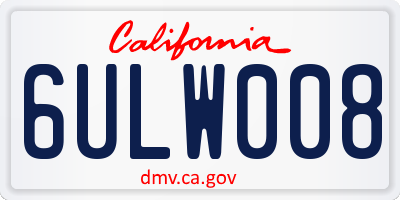 CA license plate 6ULW008