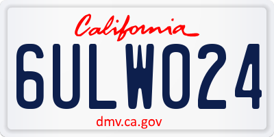 CA license plate 6ULW024