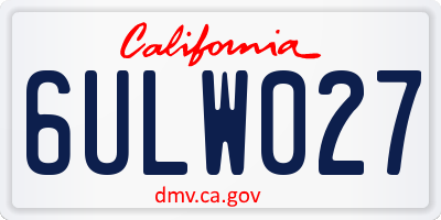 CA license plate 6ULW027