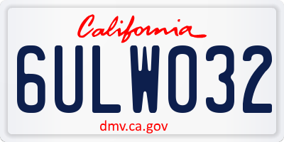 CA license plate 6ULW032