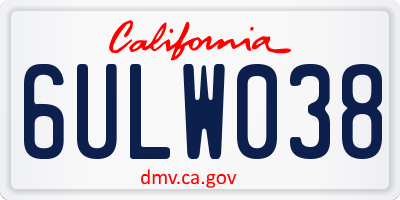 CA license plate 6ULW038